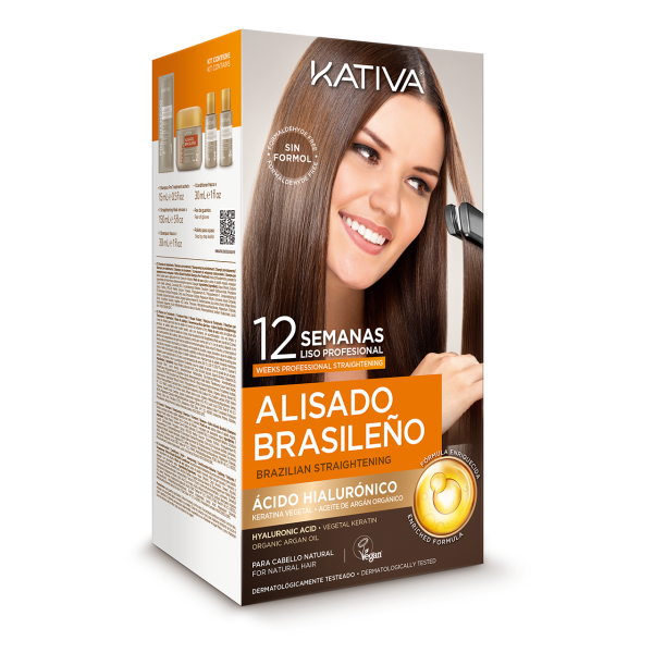 Alisado Brasileño Keratina Vegana + Ácido Hyalurónico para Cabello Natural / no procesado Kit