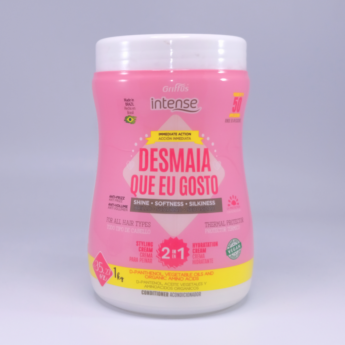 Máscara Vegana 2 en 1 (Crema para peinar e hidratar) Desmaia Que Eu Gosto Aminoácidos orgánicos Todo tipo de cabello - Imagen 1