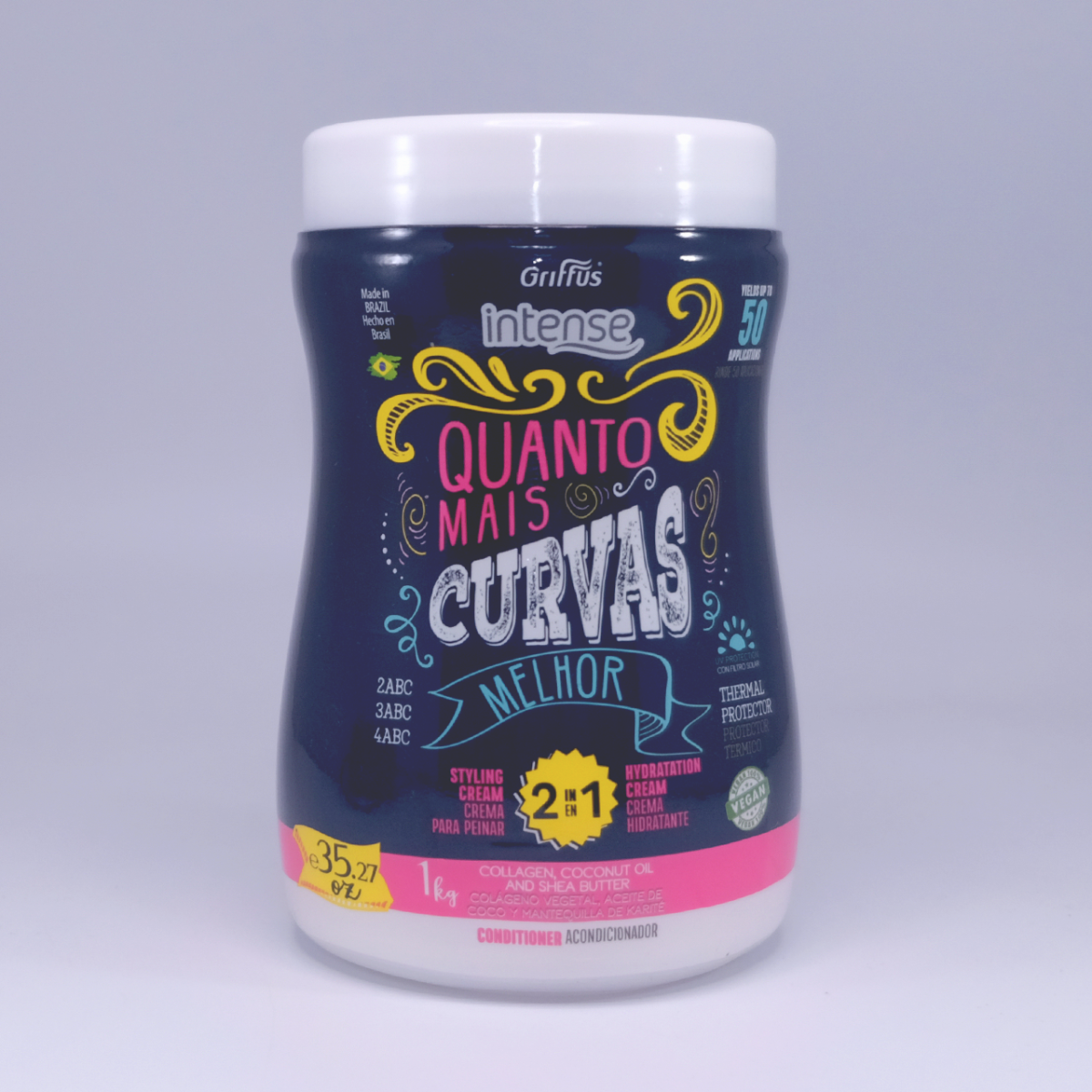 Máscara Vegana 2 en 1 (Crema para peinar e hidratar) Quanto mas Curva Cabello Ondulado - Rizo 2ABC, 3ABC y 4 ABC - Imagen 1