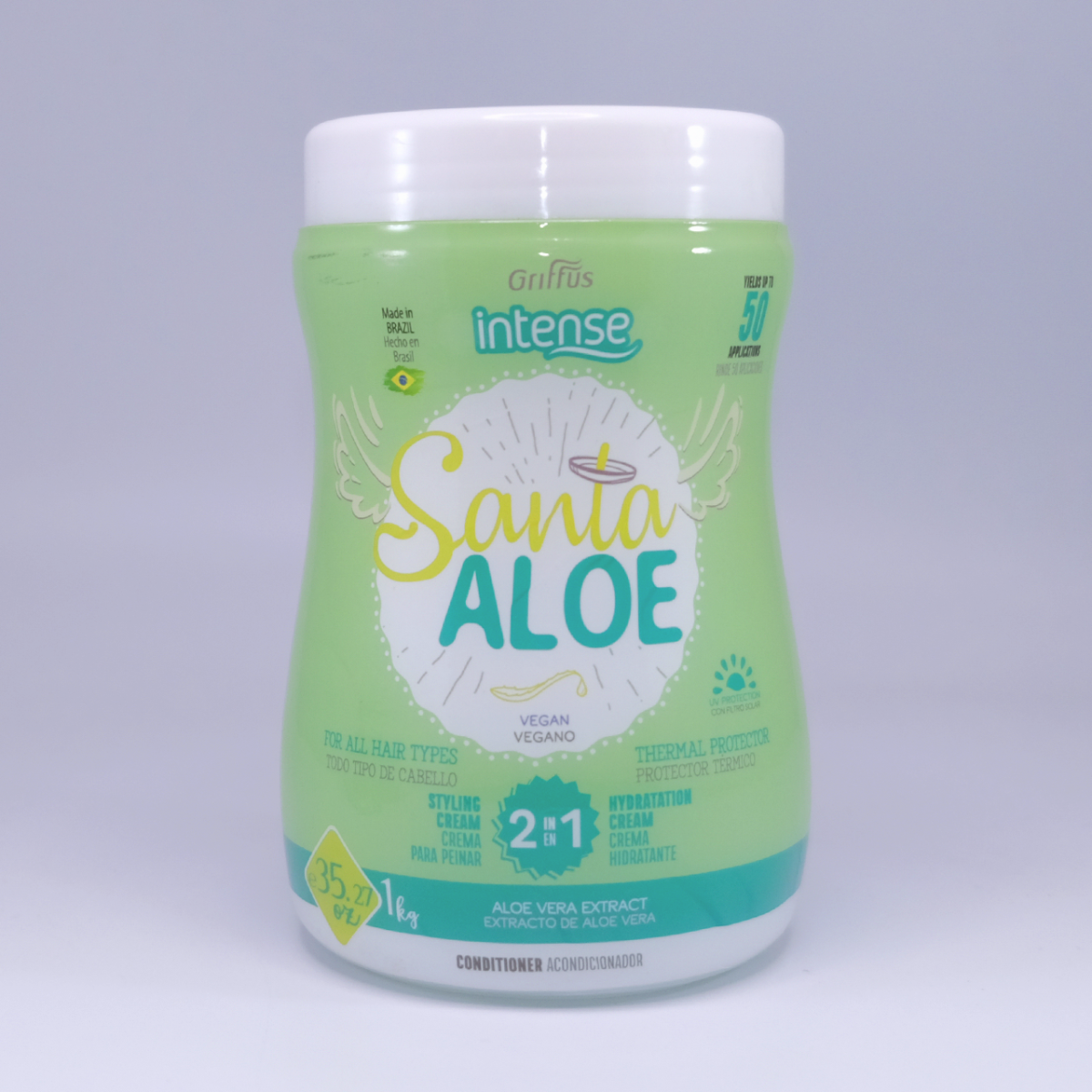 Máscara Vegana 2 en 1 (Crema para peinar e hidratar) Santa Aloe Vera Todo Tipo de Cabello - Imagen 1