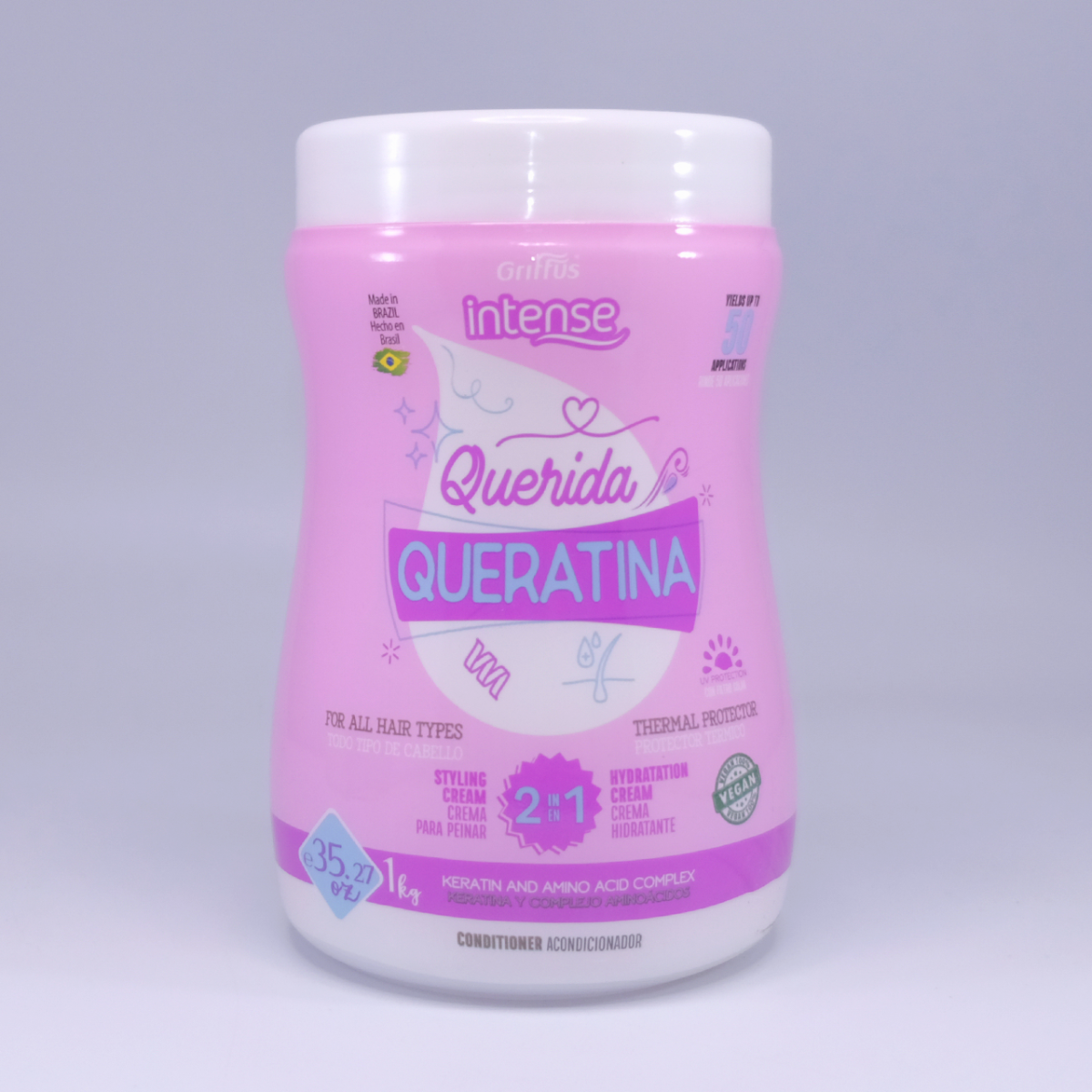 Máscara Vegana 2 en 1 (Crema para peinar e hidratar) Querida Queratina y Aminoácidos Todo tipo de cabello - Imagen 1